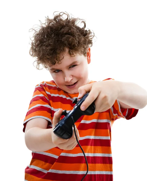 Jongen met behulp van video game controller — Stockfoto