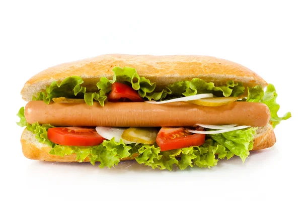 Hot Dog auf weißem Hintergrund — Stockfoto