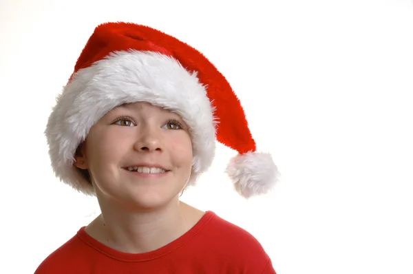 Ragazza in cappello Babbo Natale — Foto Stock