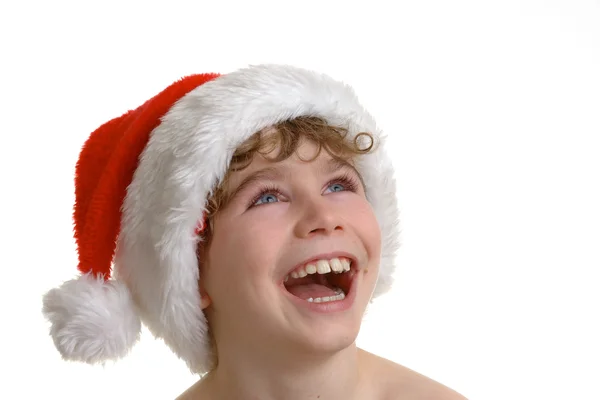 Ragazzo in cappello Babbo Natale — Foto Stock