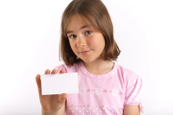 Menina com cartão em branco — Fotografia de Stock