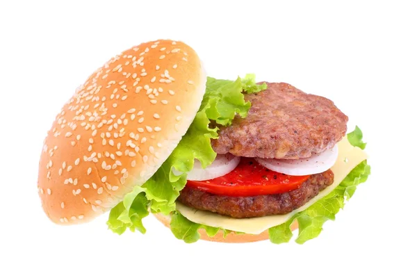 Velké lahodné domácí hamburger — Stock fotografie