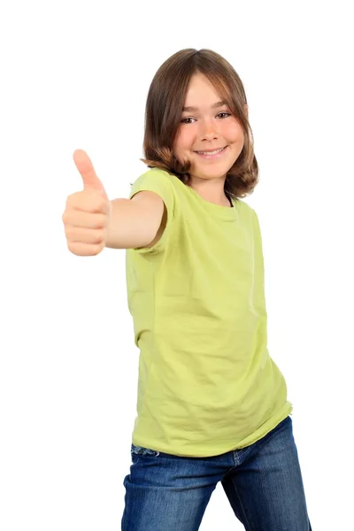 Girl showing thumbs up — Stock Photo, Image