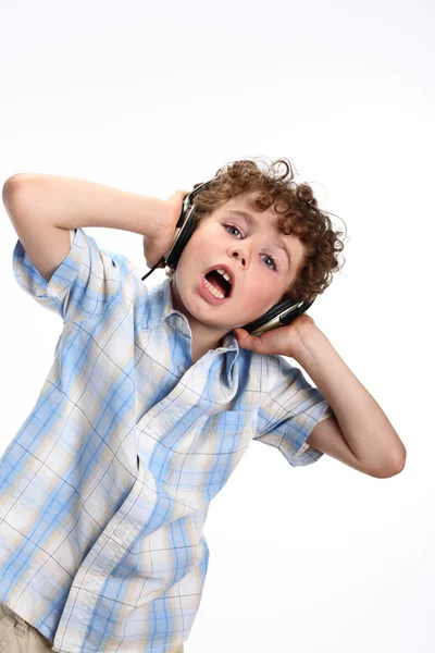 Boy listening to music — Stock Photo, Image