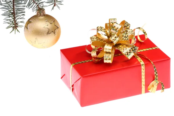 De doos van de gift van Kerstmis en decoratie — Stockfoto