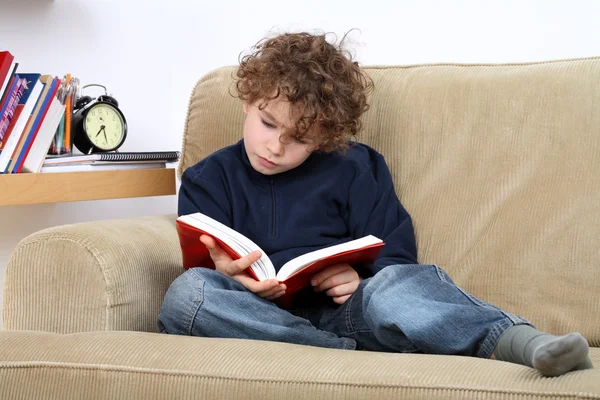 Giovane ragazzo che legge un libro — Foto Stock