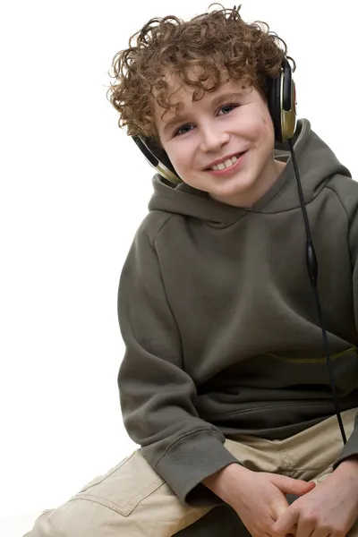 Chłopiec ze słuchawkami — Zdjęcie stockowe