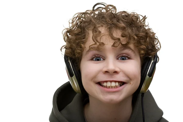 Chłopiec ze słuchawkami — Zdjęcie stockowe