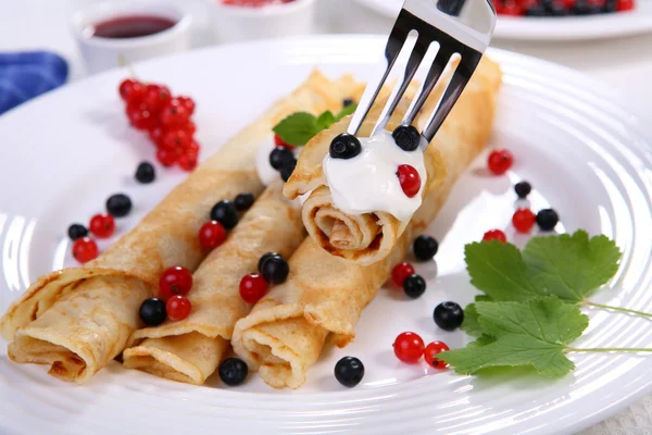 Pancake with fruits Stock Image