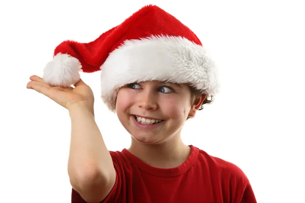 Boy als santa claus — Stockfoto