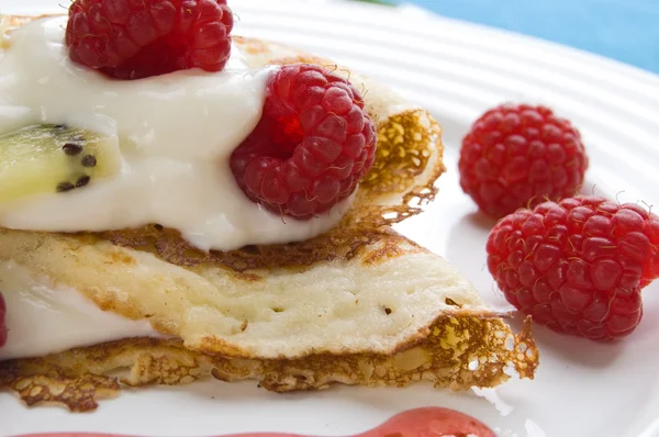 Hallonpannkakor — Stockfoto