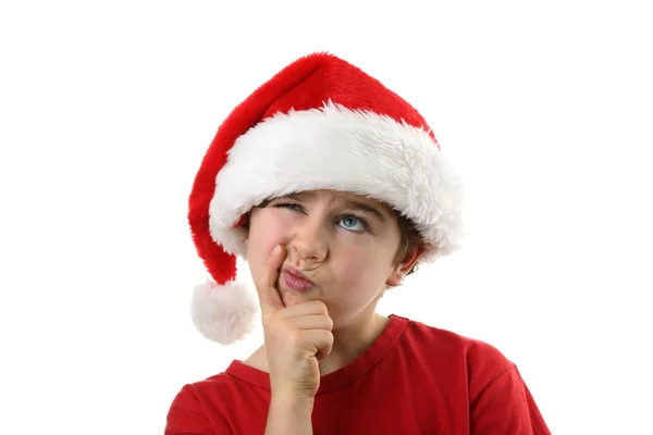 Thoughtful young boy as Santa Claus — Stock Photo, Image