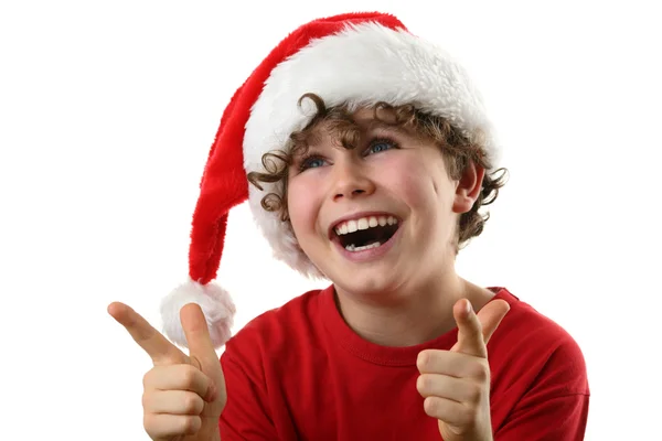Мальчик в роли Санта-Клауса — стоковое фото
