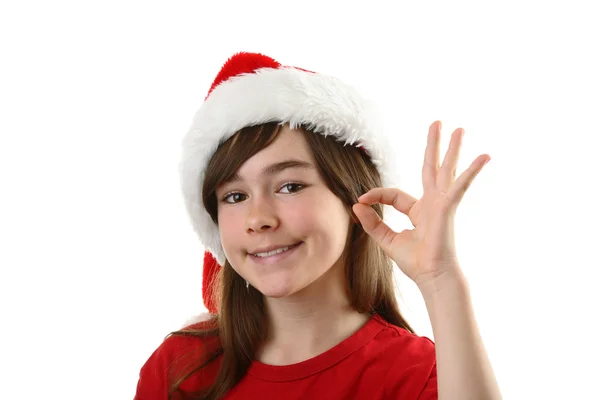 Beautiful girl Santa — Stock Photo, Image