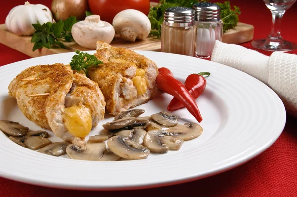 Stuffed fried chicken fillets — Stock Photo, Image