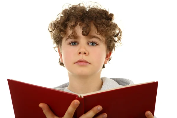 Jovem menino segurando livros — Fotografia de Stock