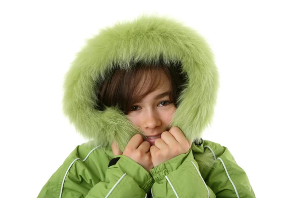 Όμορφη κοπέλα φορώντας σακάκι χειμώνα — Φωτογραφία Αρχείου