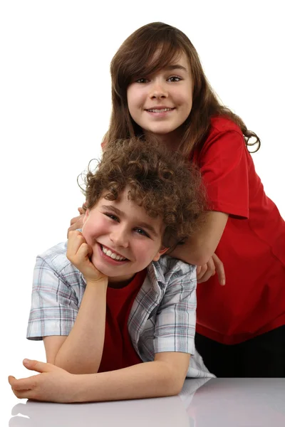 Chica y niño — Foto de Stock