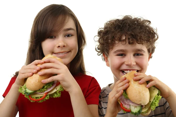 I bambini mangiano panini sani — Foto Stock