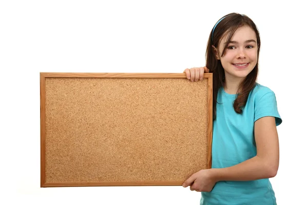 Ragazza che tiene cartellone — Foto Stock