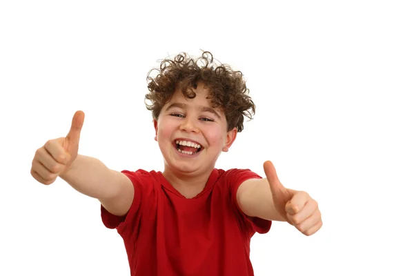 Хлопчик показує великий палець вгору — стокове фото