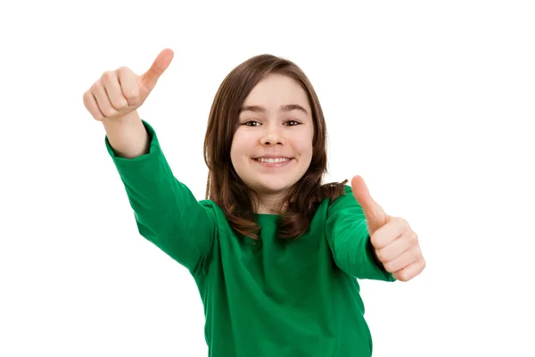 Girl with thumbs up — Stock Photo, Image