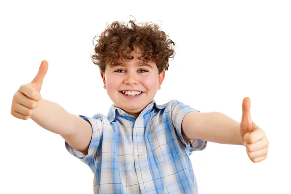Хлопчик показує великі пальці вгору — стокове фото