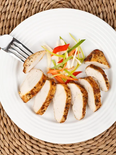 Roasted turkey slices with vegetables — Stock Photo, Image