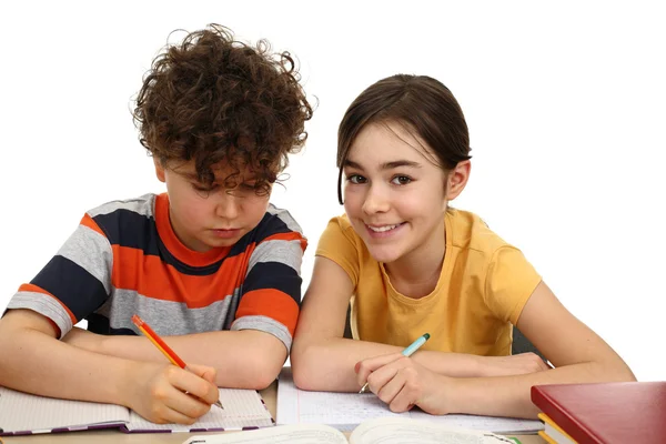 Niños haciendo deberes —  Fotos de Stock