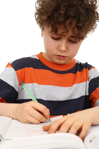 Jongen doet huiswerk — Stockfoto