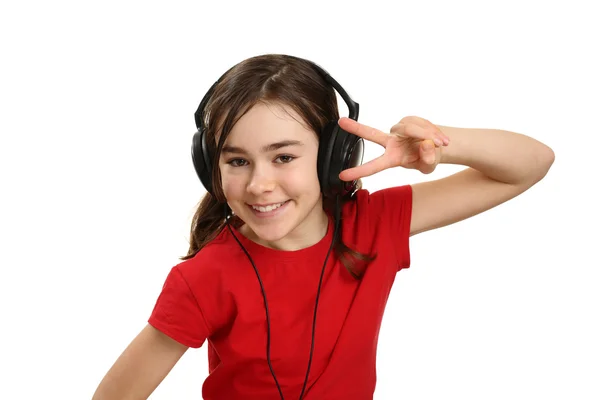 Girl with headphones — Stock Photo, Image