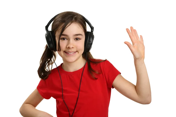 Κορίτσι με ακουστικά — Φωτογραφία Αρχείου