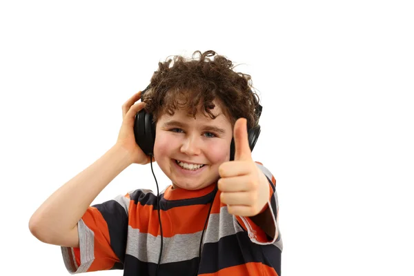 Menino com fones de ouvido — Fotografia de Stock