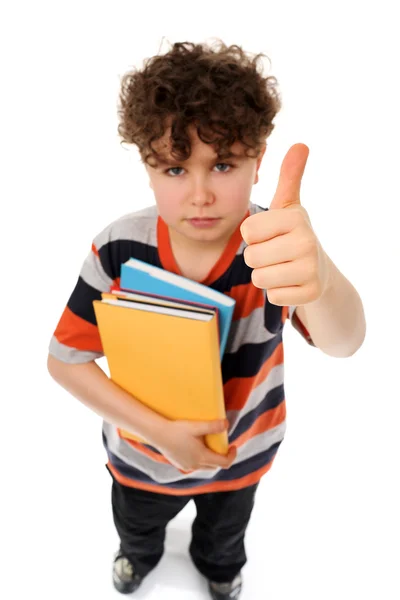 Estudiante con pulgares hacia arriba — Foto de Stock