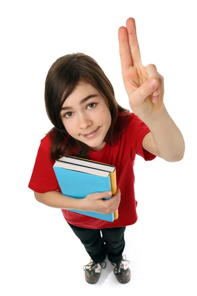 Girl holding books — Stok fotoğraf