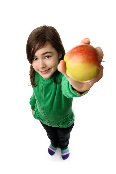 Girl holding apple — Stock Photo, Image