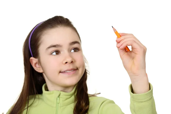 Girl writing Stock Image