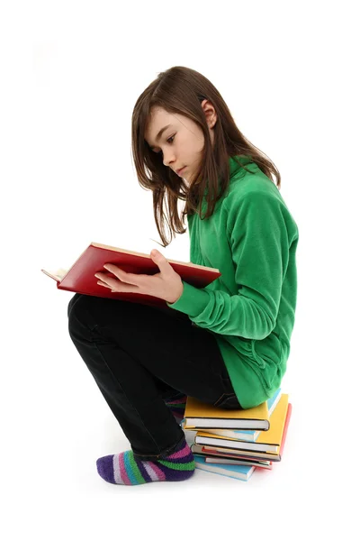 소녀 독서 책 — 스톡 사진