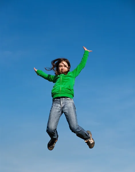 Girl jumping outdoor — Stock Photo, Image