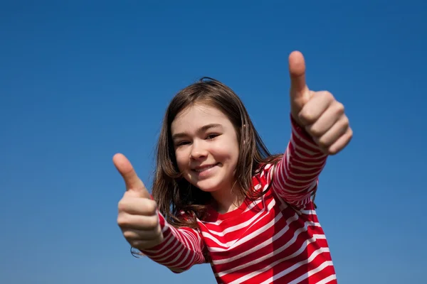 Ragazza con i pollici in su — Foto Stock