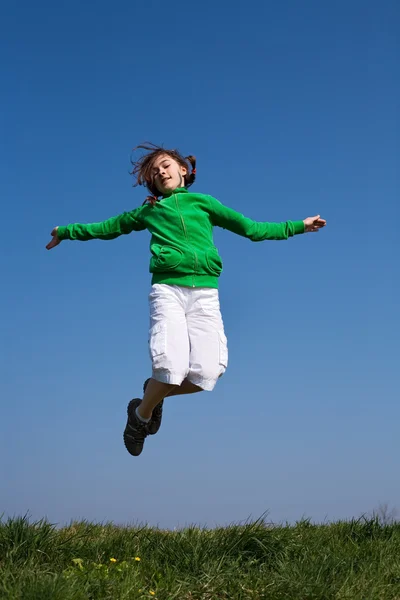 Salto menina — Fotografia de Stock