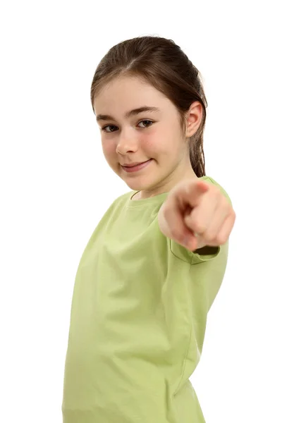 Girl pointing — Stock Photo, Image