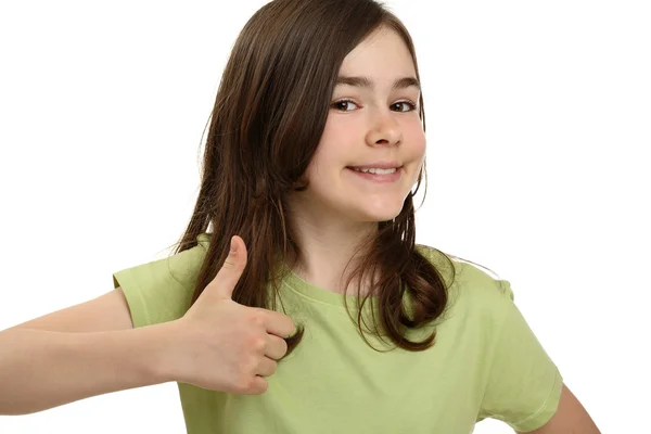 Dziewczyna pokazuje kciuki w górę — Zdjęcie stockowe