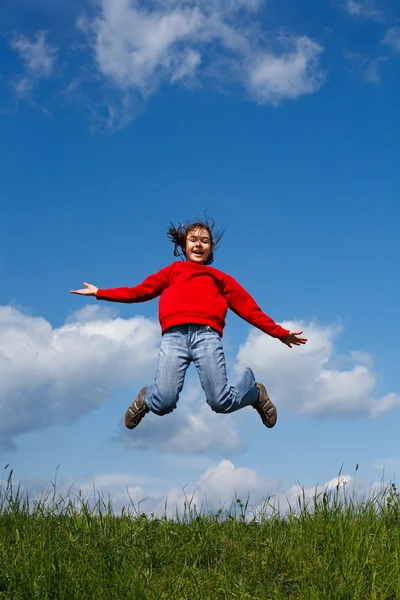 Salto menina — Fotografia de Stock