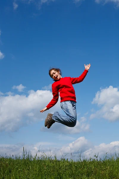 Salto menina — Fotografia de Stock