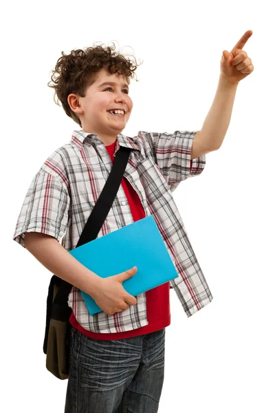 Student boy pointing — Stock Photo, Image
