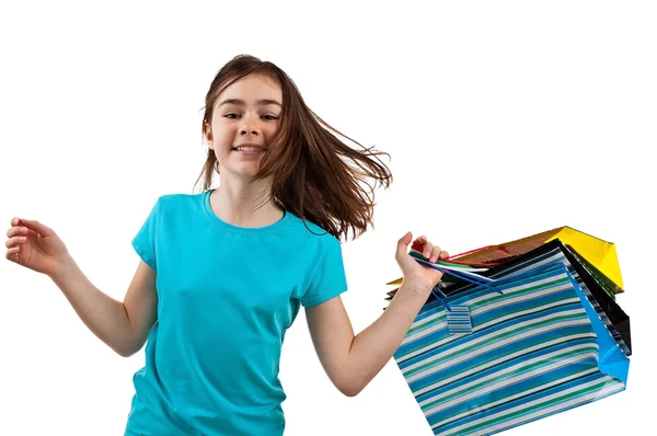 Giovane ragazza con borse della spesa — Foto Stock