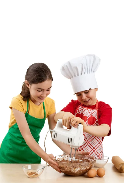 Kids mixing dough — Stock Photo, Image