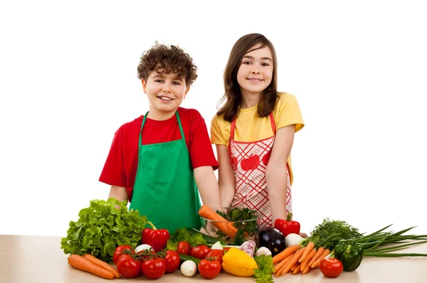 Kids and fresh vegetables — Stock Photo, Image