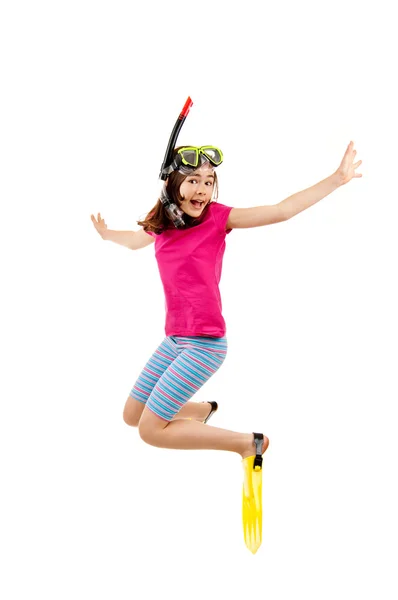 Girl ready to swim and dive — Stock Photo, Image